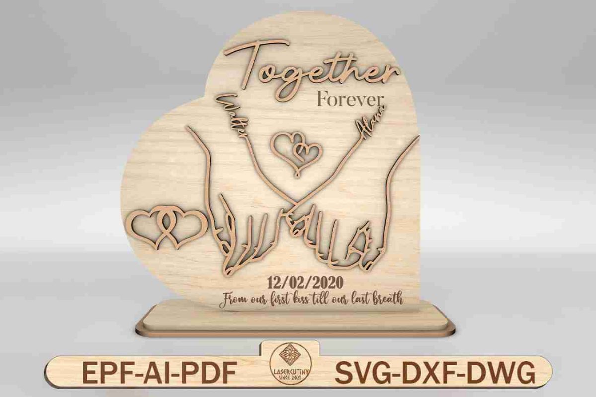 Personalized Couple Hands Together Forever Sign SVG