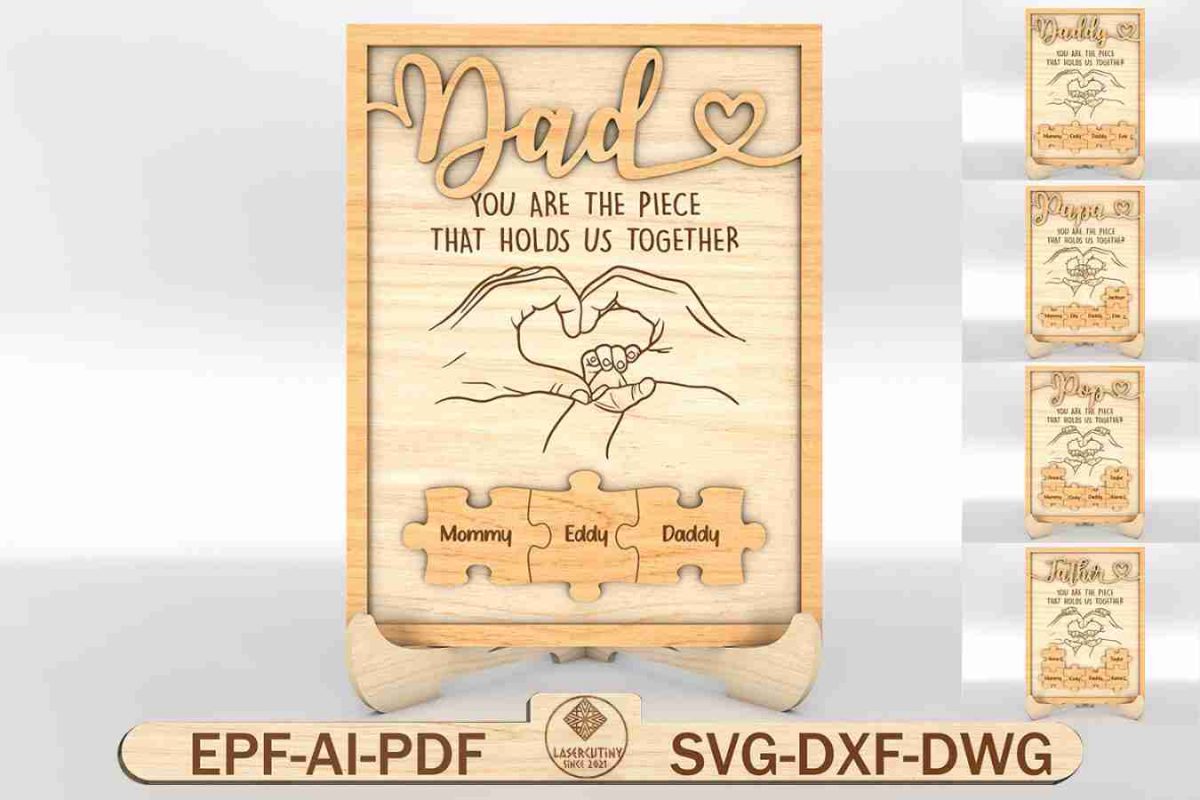 Personalized Fathers Day Puzzle Sign SVG