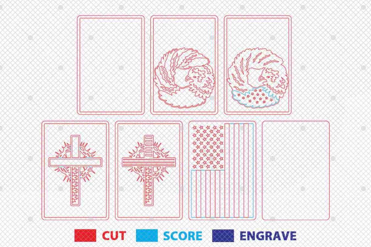 Multilayer Patriotic Bald Eagle Wreath Svg - Image 3