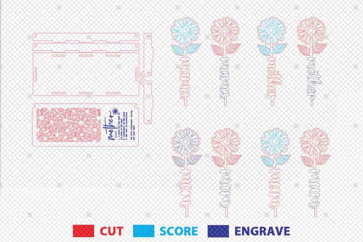 Mothers Day Box Gift with Daisy SVG - Image 3