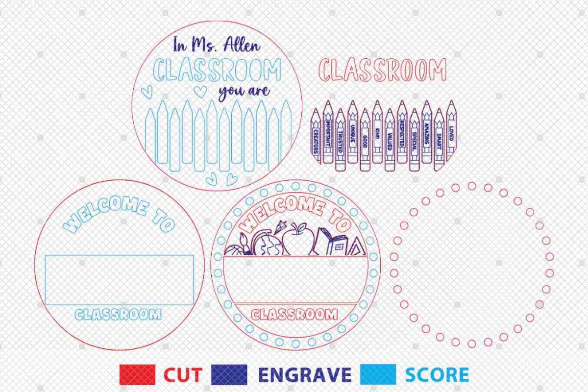Personalized Pencil Teacher Round Door Sign SVG - Image 3