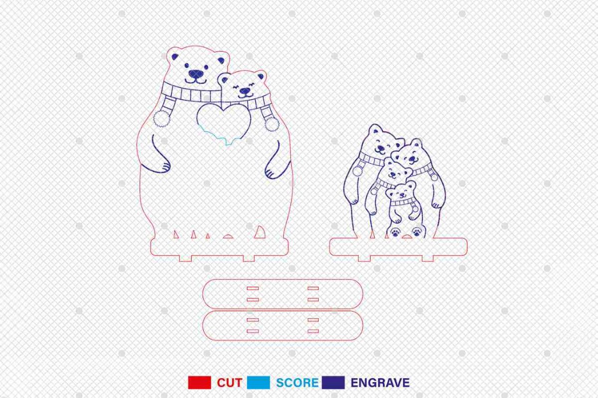 Personalized Bear Family Standing Svg - Image 3
