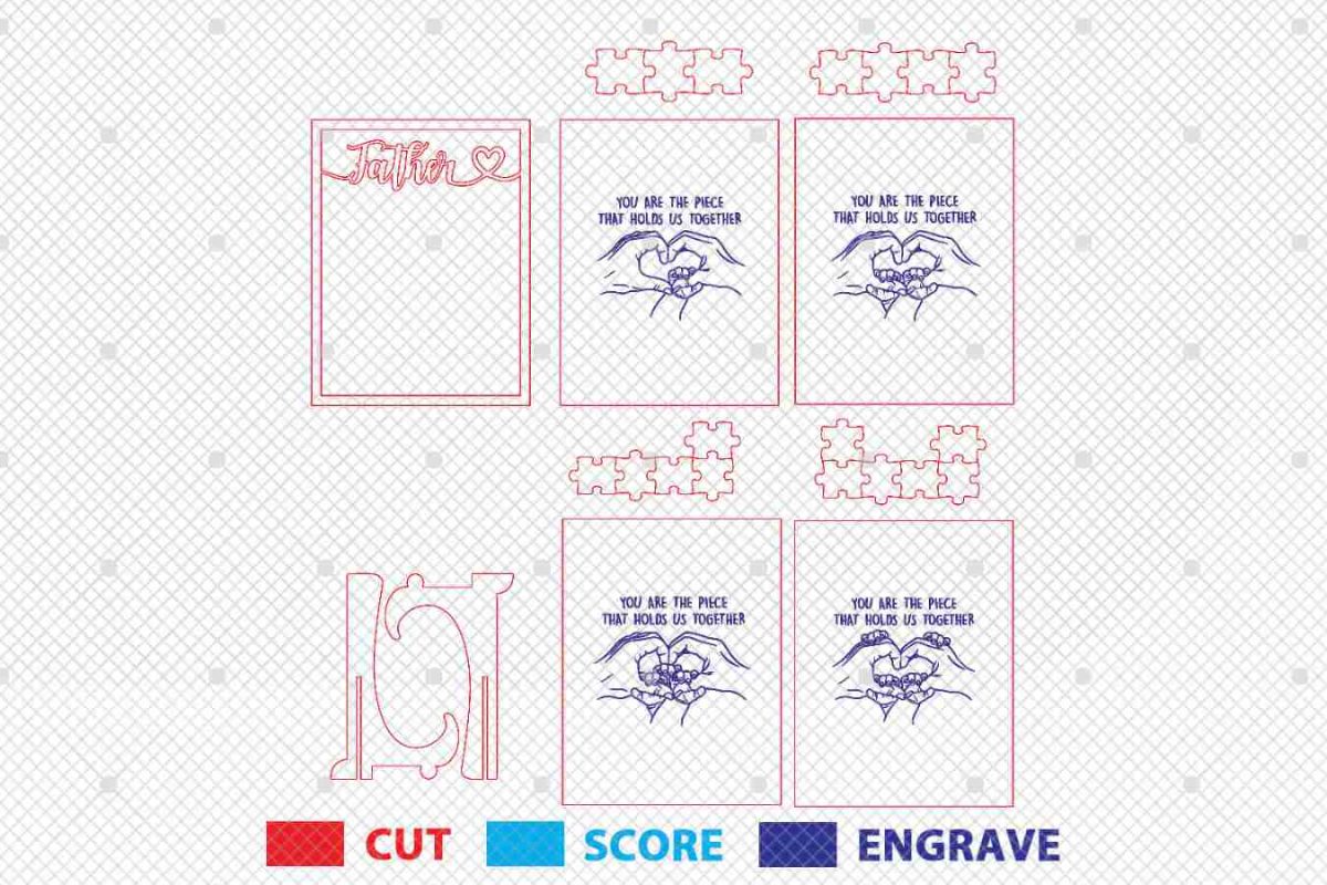 Personalized Fathers Day Puzzle Sign SVG - Image 3